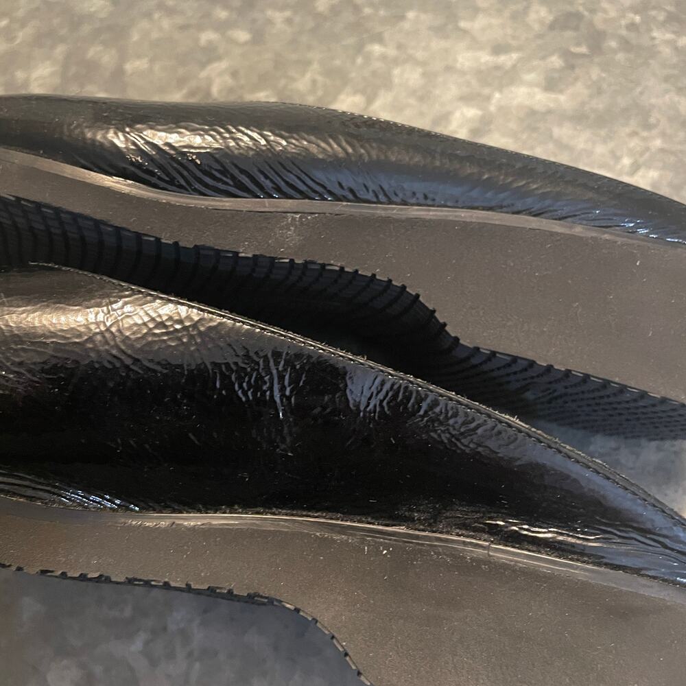 Salvatore Ferragamo Patent Leather Slides Black 9 B Lightweight Platform Sandals - Picture 8 of 13